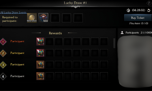 Lucky Draw etkinlik penceresi
